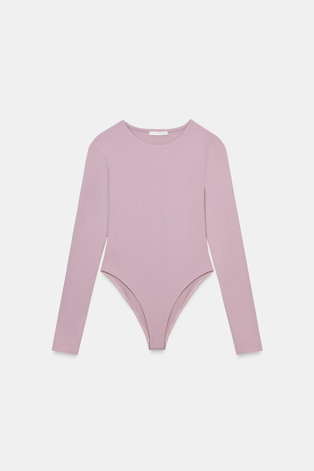 ZARA БАЗОВОЕ БОДИ ИЗ ПОЛИАМИДА, СВЕТЛО-СИРЕНЕВЫЙ