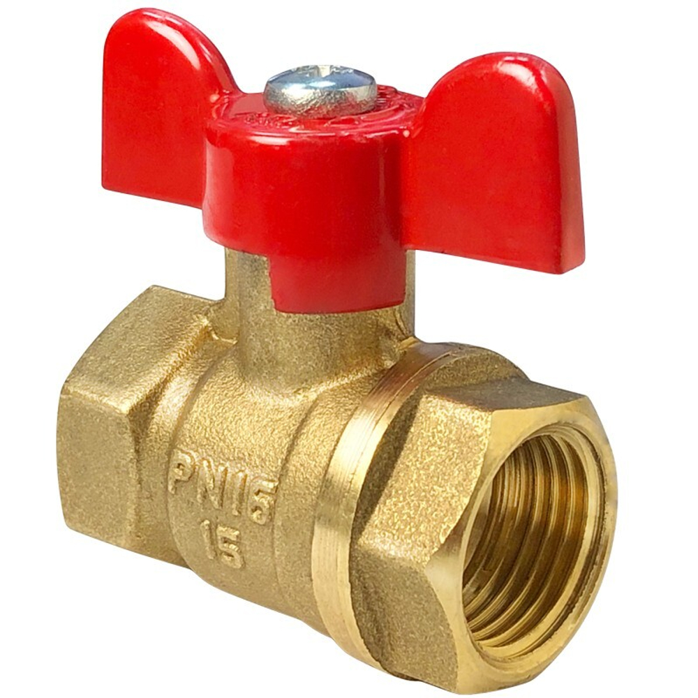Кран латунный шаровой Valfex.217.LB1 11Б27фт1М, DN 25, PN 40, муфта-муфта, бабочка