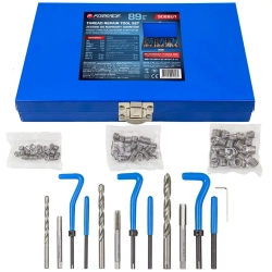 Набор приспособлений и футорок для восстановления резьбы(М6х1, М8х1.25, М10х1.25) 88пр., в металлическом кейсе Forsage F-9088U1