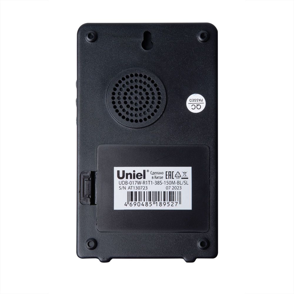UDB-017W-R1T1-38S-150M-BL-SL Звонок беспроводной. Радиус действия 150м. Черный с серебристым. ТМ Uniel