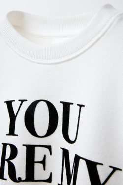 ZARA ТОЛСТОВКА С РЕЛЬЕФНОЙ НАДПИСЬЮ, ЖЕЛТОВАТО-БЕЛЫЙ