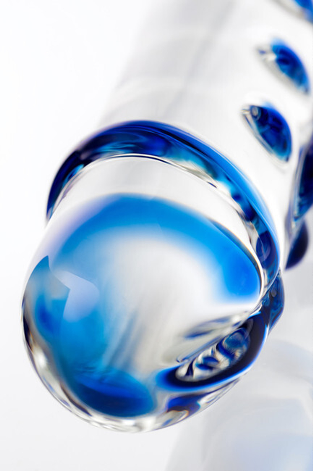 Двусторонний фаллоимитатор из стекла Sexus Glass, 20 см (Цвет: прозрачный с синим)