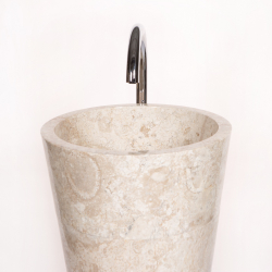 Раковина напольная из мрамора Pedestal Cream With Tab Hole Marmo MN-03215 (40*40*90 см)