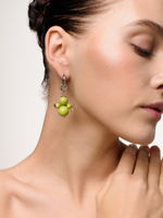 Моносерьга "Nevalyashka" green Silver
