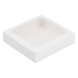 Коробка для конфет 9 ячеек с окном, белый 135х135х30 мм