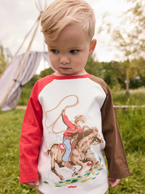 Лонгслив для мальчика Next N66-331, Молочный, Коричневый, Красный