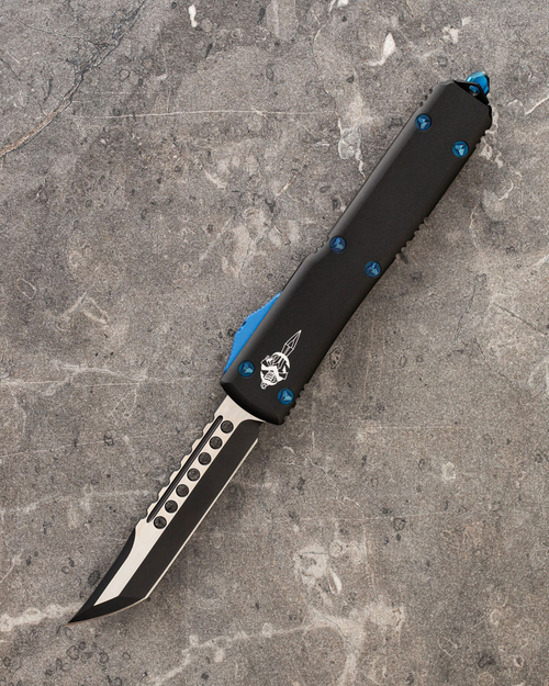 Автоматический складной нож SteelBro Microtech Ultratech Hellhound Tanto DLC Blue Two-Tone 119-1DLCBL (синий-черный)