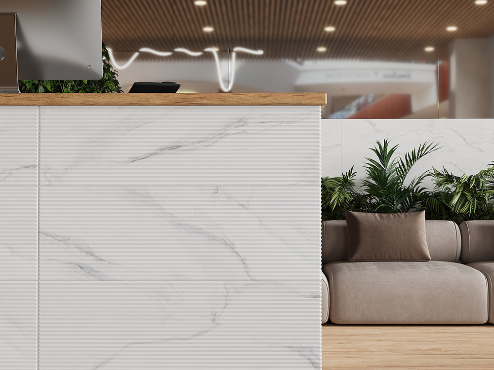 Marble glossy white wall 02 300х900 (1-й сорт)
