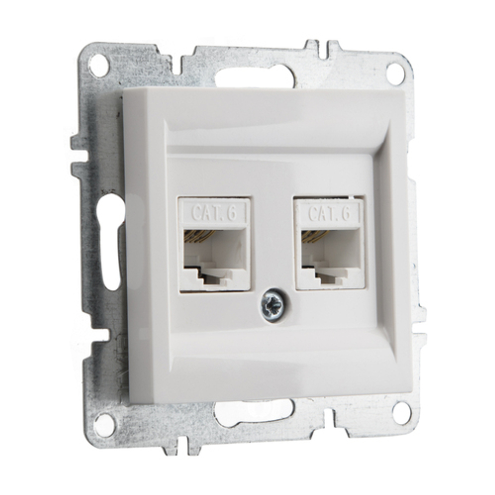 Розетка компьютерная ARVIA Electric, кат. 6, 2 гнезда, белая 50011000248