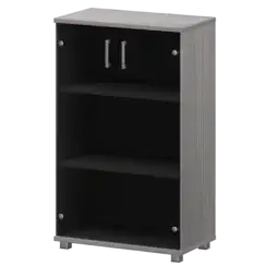 Стеллаж низкий закрытый со стеклянными фасадами "НТ-480;НТ-601.2стл" 800x445x1280 Аргентум