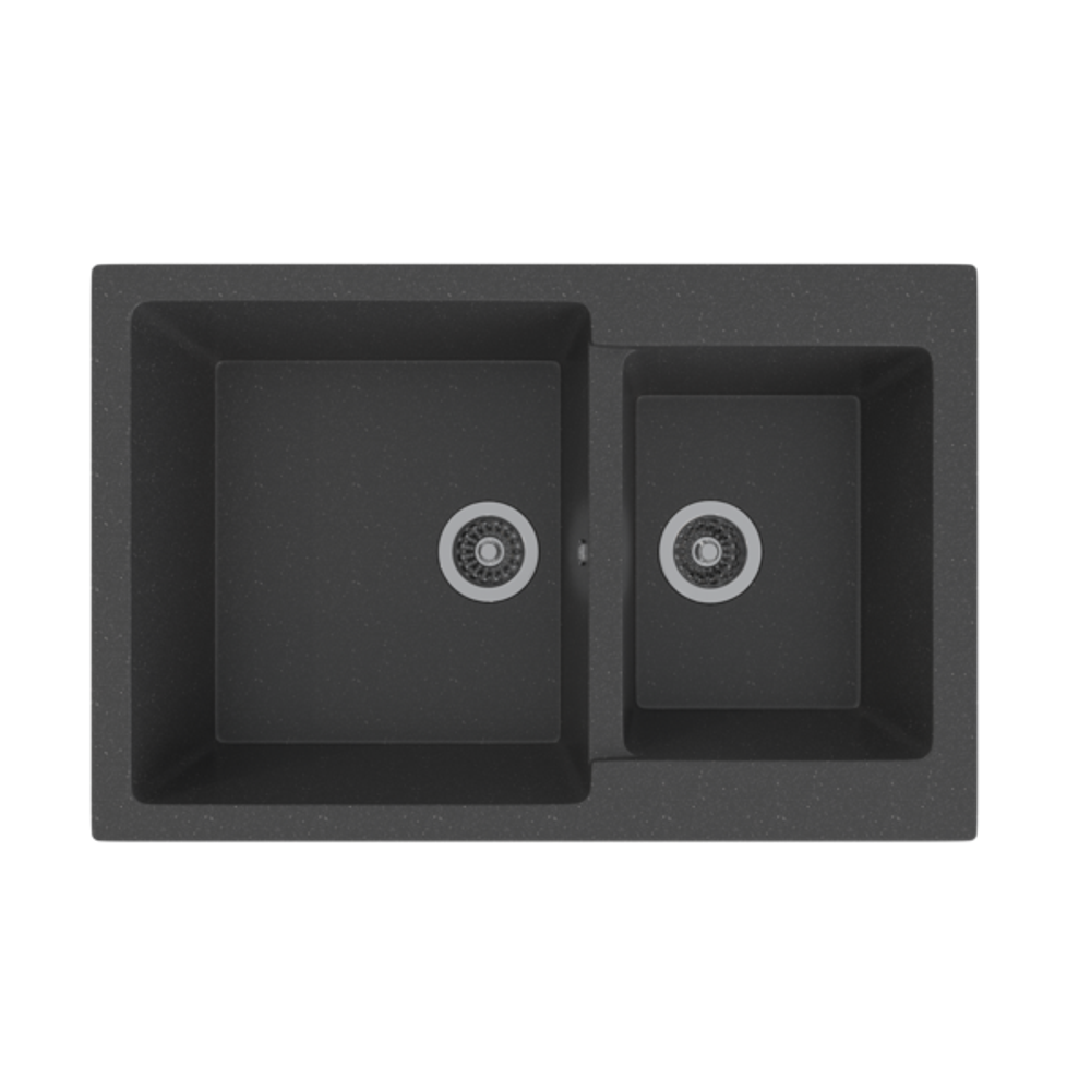 Мойка ML-GMS13 СТАНДАРТ двухчашевая, черный (308), 767*502*190мм