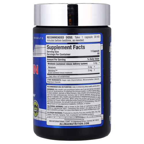 ALLMAX, мелатонин, 60 капсул