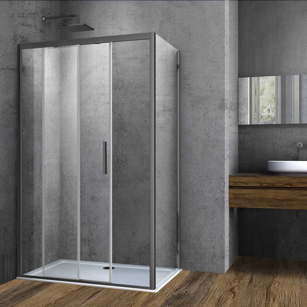 Душевой уголок Софт (Soft) Vincea VSR-3SO9012CLGM, 1200*900, вороненая сталь, стекло прозрачное