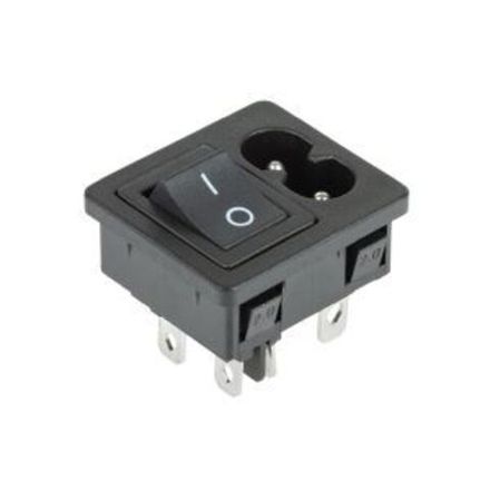 Выключатель клавишный 250 V 6 А (4с) ON-OFF черный с штекером C8 2PIN  REXANT