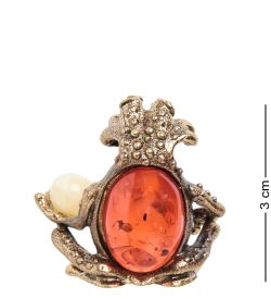 AM- 430 Фигурка «Лягушка с шаром» (латунь, янтарь)