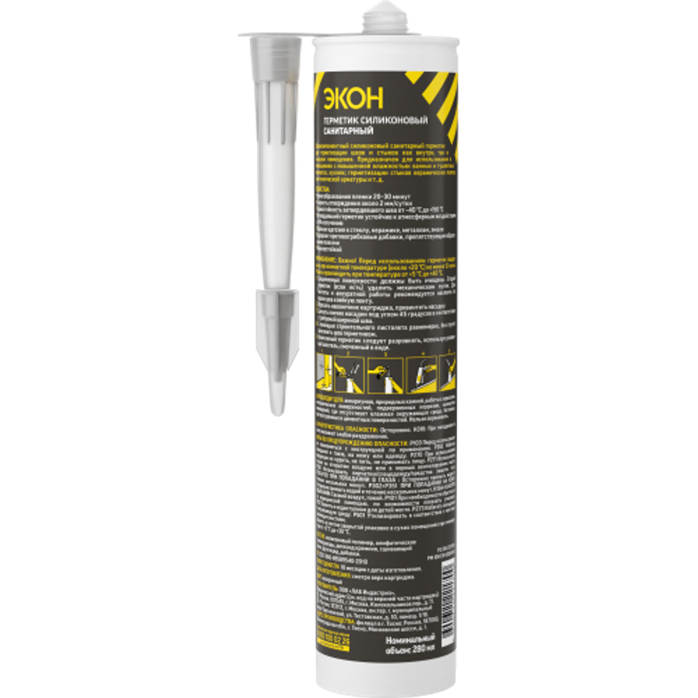 Герметик Экон 2229116 санитарный прозрачный 280 мл | Экон