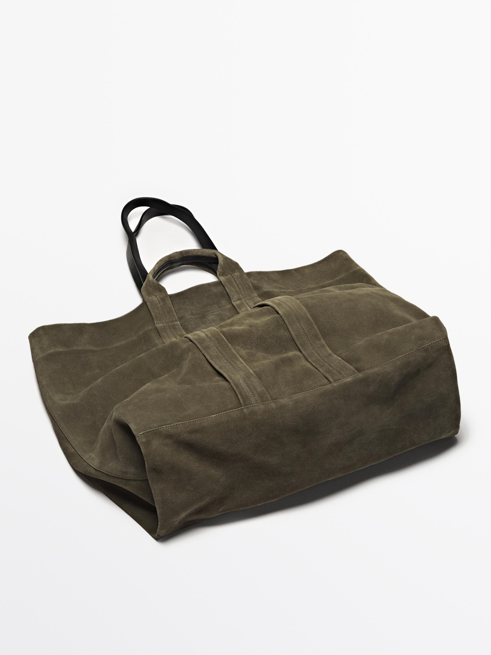 Massimo Dutti Сумка-шоппер из замши, хаки