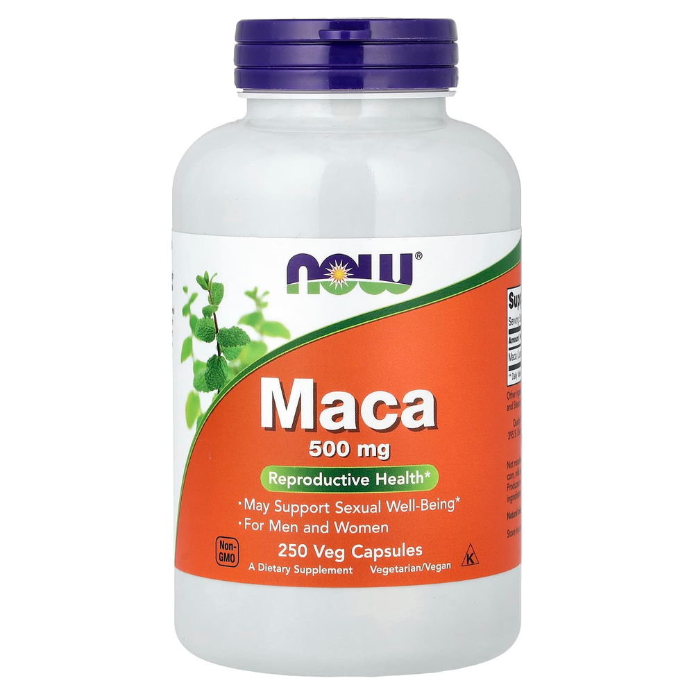 NOW Foods, мака, 500 мг, 250 растительных капсул