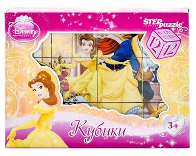 Кубики 12шт. Disney "Бель" (Степ пазл)