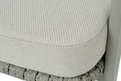 "Амстердам" кресло плетеное из роупа, каркас алюминий, роуп серый круглый, ткань бежевая