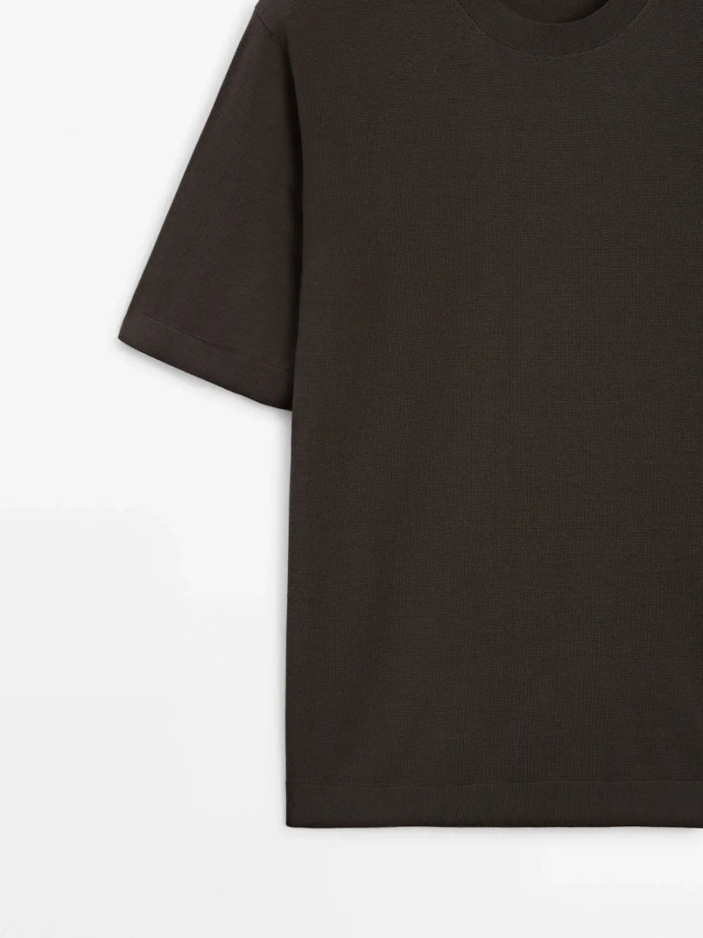 Massimo Dutti Трикотажная футболка с коротким рукавом - Studio, шоколадно-коричневый