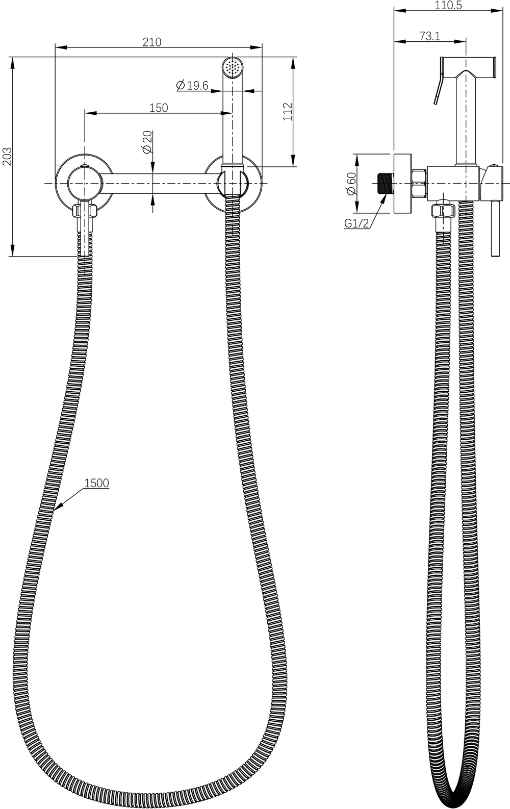 Гигиенический душ STWORKI Эстерсунд S31155GM со смесителем, матовое золото