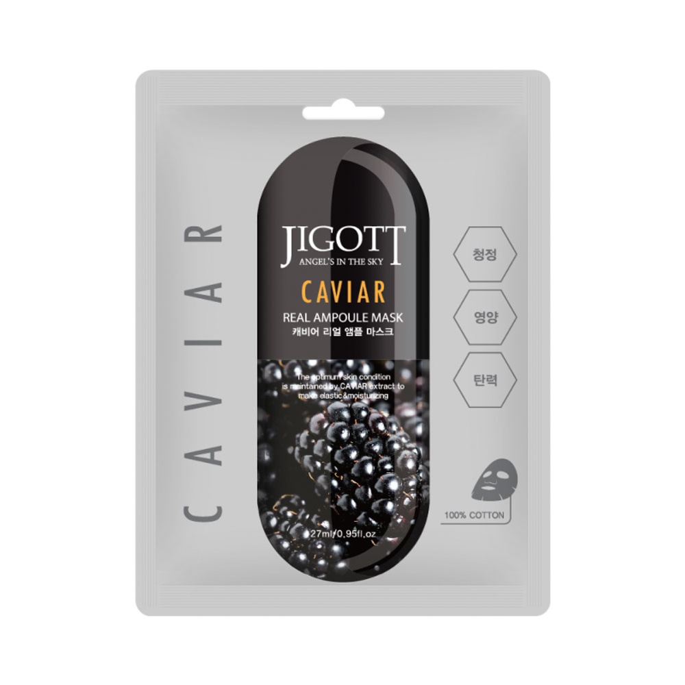 Маска для лица Jigott Caviar Real Ampoule Mask тканевая с экстрактом Икры 27 мл