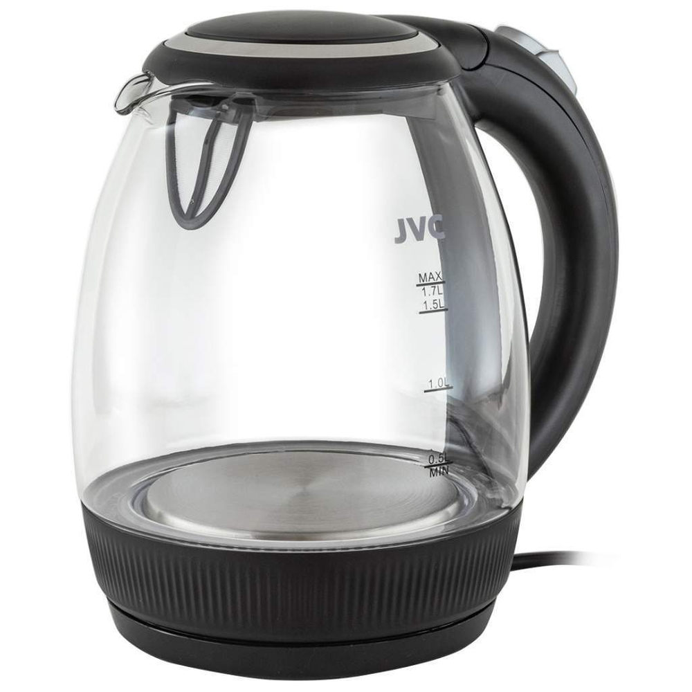 Чайник электрический JVC, JK-KE1516, чер, 1.7 л, 2200 Вт, ск нагр элем, стекло
