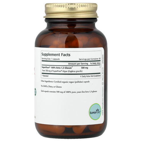 Pure Synergy, SuperPure®, бета-1,3-глюкан, экстракт водорослей, 60 капсул (500 мг в 1 капсуле)