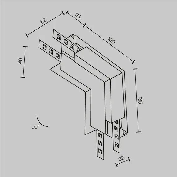 Коннектор угловой внутренний Exility встраиваемый под ГКЛ 12,5 мм, белый Technical tra034icl-42.12w