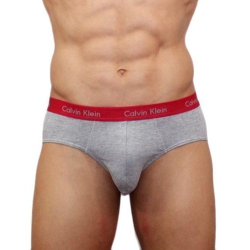 Мужские трусы брифы Calvin Klein Brief серые с красной резинкой CK00465