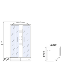 Душевая кабина RIVER TEMZA 100/24 МТ 100х100х217 10000001141 Универсальная Четверть круга
