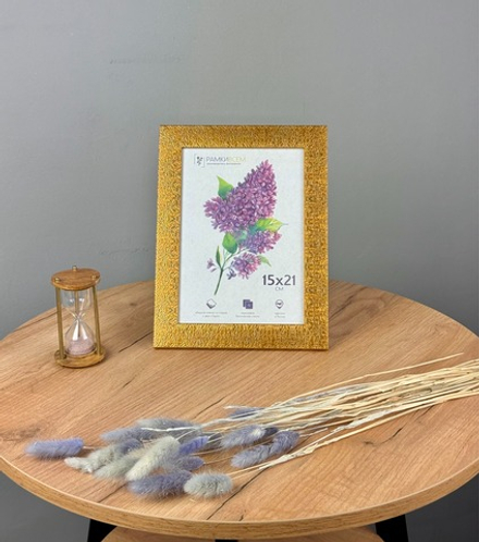 Фоторамка пластиковая 15х21 см, золотой, фактура трещины, арт. 1521.677203