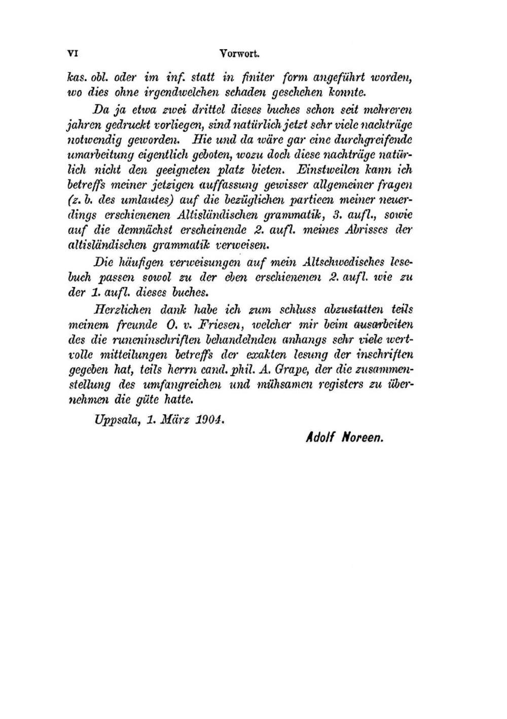 Altschwedische Grammatik. mit Einschluss der Altgutnischen | Noreen Adolf Gotthard