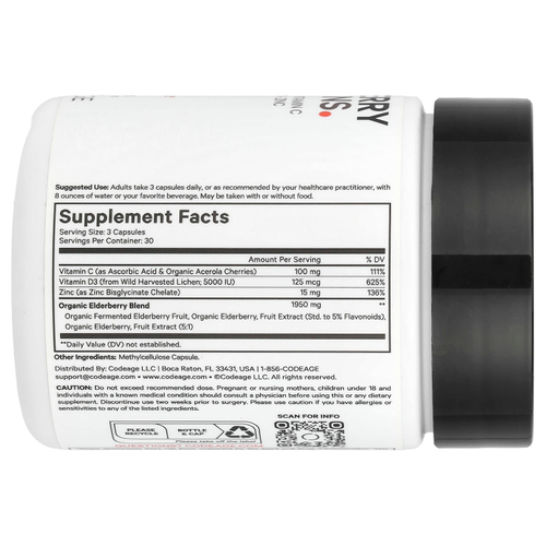 Codeage, Витамины из бузины, 90 капсул