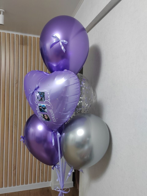 Сердце с фото, шарики с бантиками