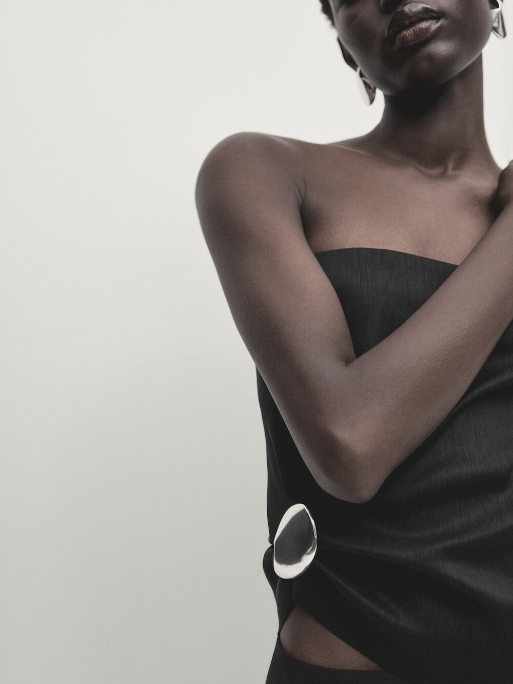 Massimo Dutti Топ без бретелей, черный