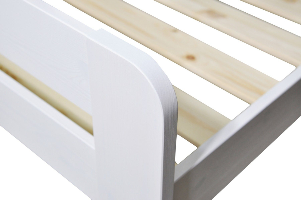 Кровать деревянная 90х200 односпальная Берт с основанием, из сосны, белая