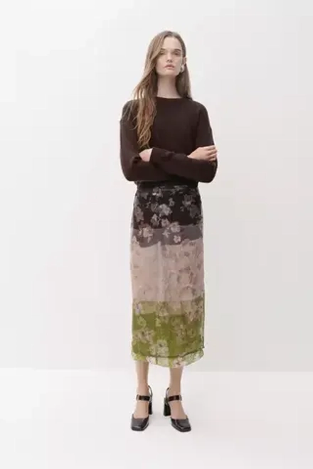 ZARA ОДНОТОННЫЙ СВИТЕР ИЗ 100% КАШЕМИРА, ШОКОЛАДНЫЙ