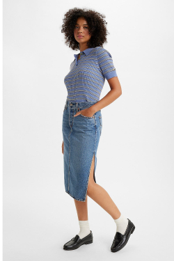 Юбка джинсова женская LEVI'S SIDE SLIT SKIRT MED INDIGO - WORN IN