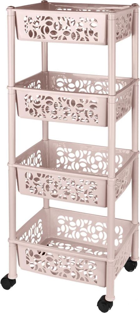 Этажерка Light 4-х секционная прямоугольная 370*290*190 на колесиках Keeplex