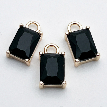 Подвеска Прямоугольник, цвет золото+черный, размер 10*6 мм, цена за 1 шт