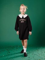 Платье с накладным воротником и печатью "Уголь"