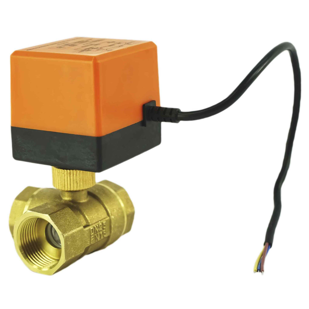 Brass ball 3-way valve Threaded NPT/BSP L-type standard port Elephant RP.BRASS.120.MM L-type with Elephant 110VAC without limit switches