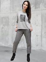 21402 Брюки женские классические джерси серая клетка (60-158)