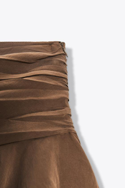ZARA ЮБКА-ШОРТЫ С ВОЛАНАМИ, ШОКОЛАДНО-КОРИЧНЕВЫЙ