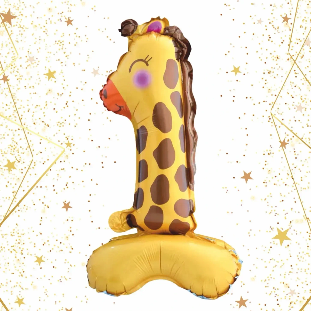 Шар фольгированный 23» (58 см) Цифра 1"Мир зверят»