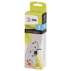 Колодка ЭРА K-3 3 розетки без зазeмления белая