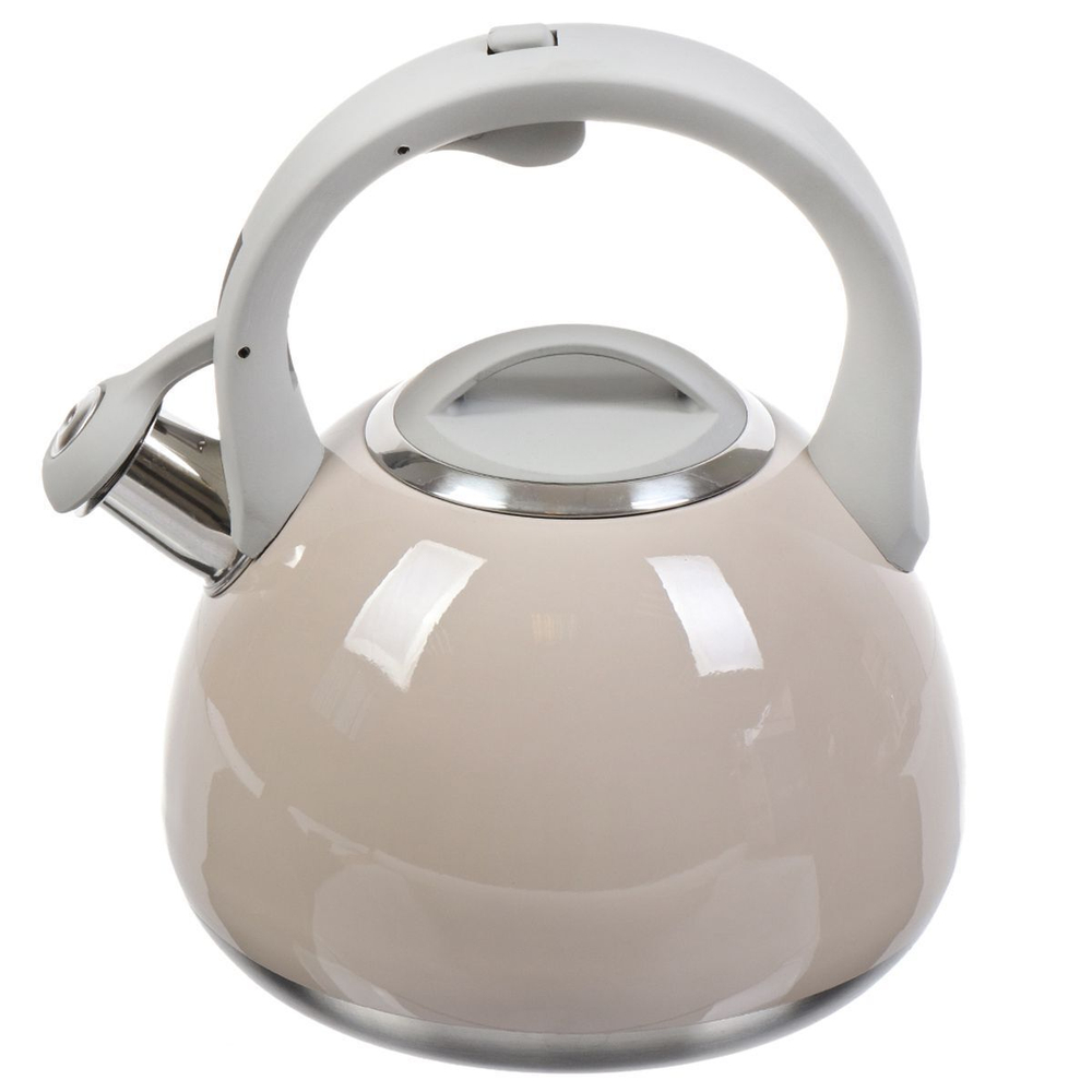 Чайник нерж, 2.7 л, свист, ручк бакелит, с силик покр, Daniks, индукц, беж, M-083G