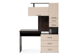 Стол компьютерный Джаз-17 левый 130х60х166,8 венге / дуб молочный